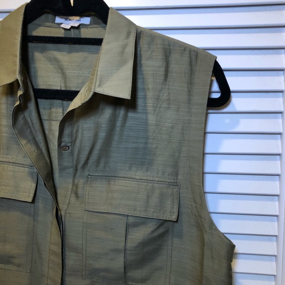 Helmut Lang Olive Green Button Up Sleeveless Top - Picture 4 of 8